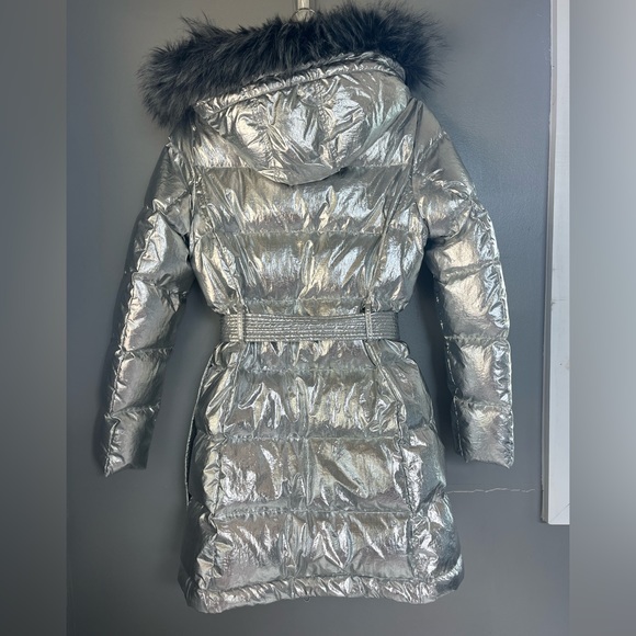 Michael Kors Faux fur silver puffer jacket - Picture 4 of 10
